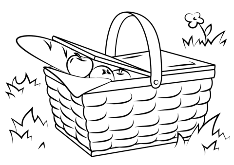 Picnic Basket Food Coloring Page